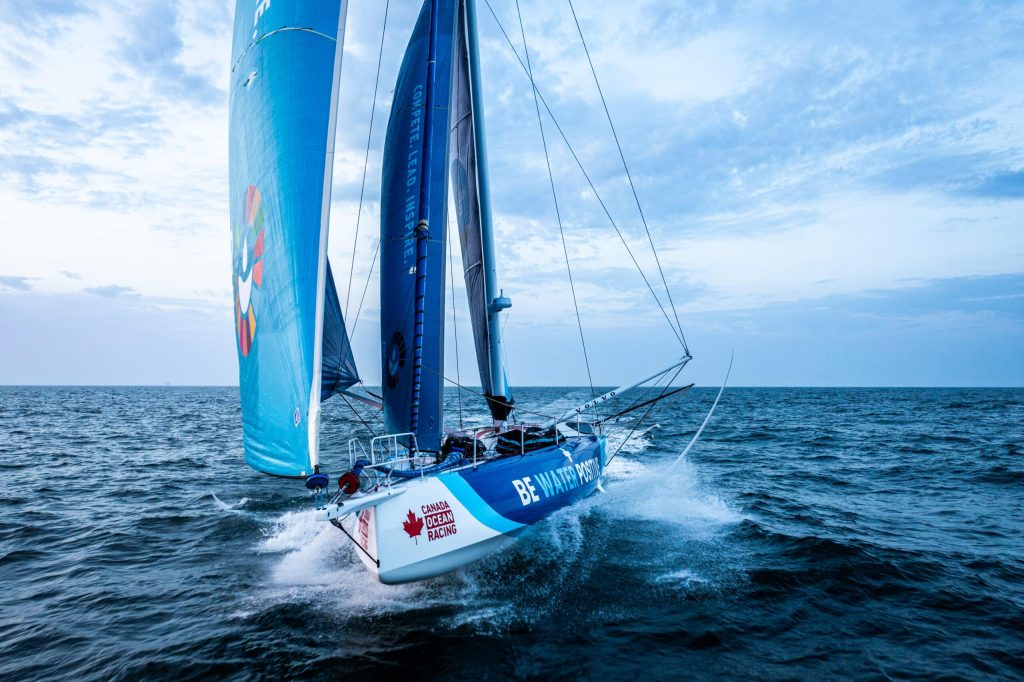 Canada Ocean Racing - Be Water Positive. Drone flying at sunset. Photo by Georgia Schofield
